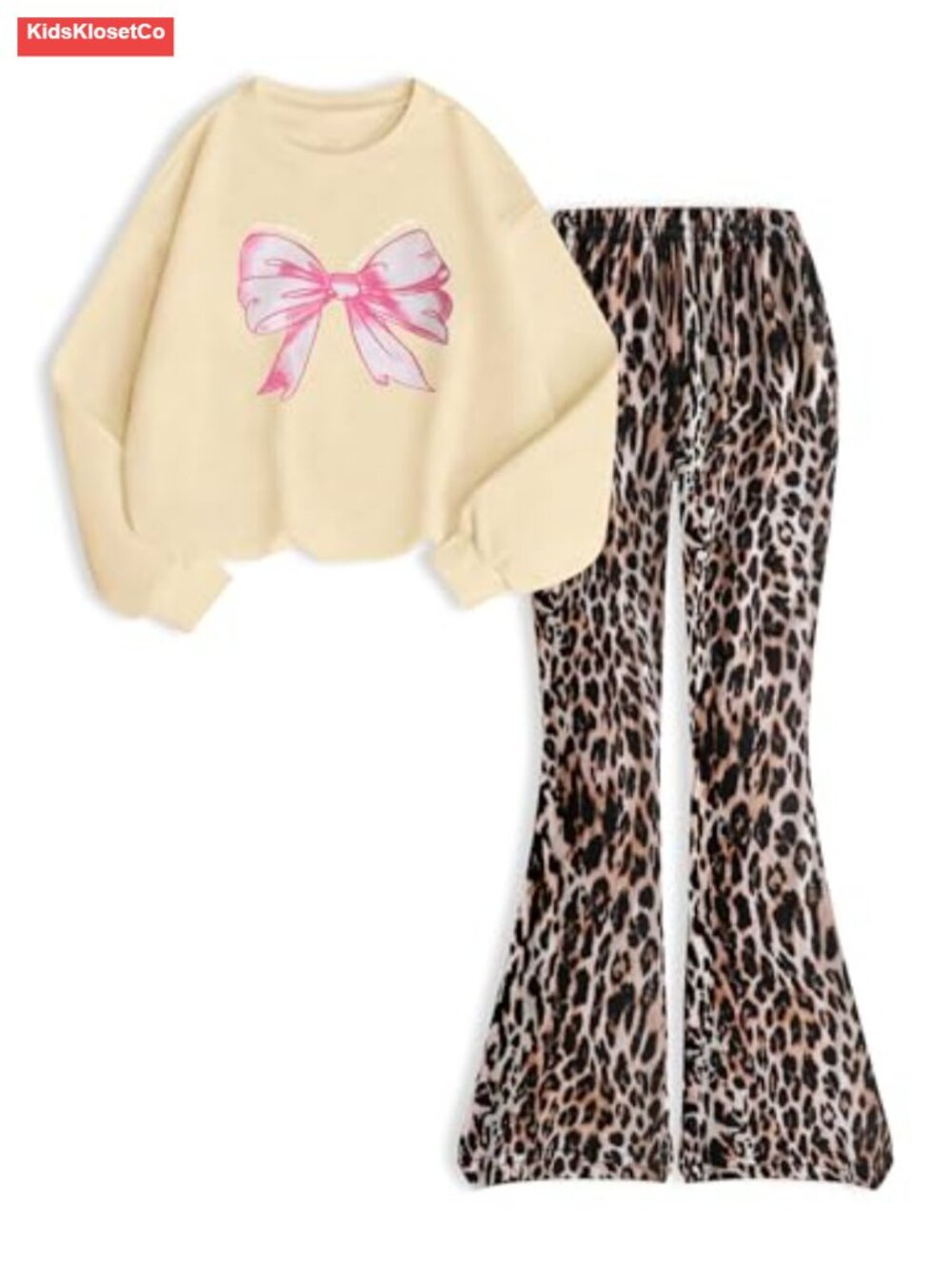 Girls 2pc Fall Outfit Butterfly Sweatshirt Flare Leg Pants Cotton Blend